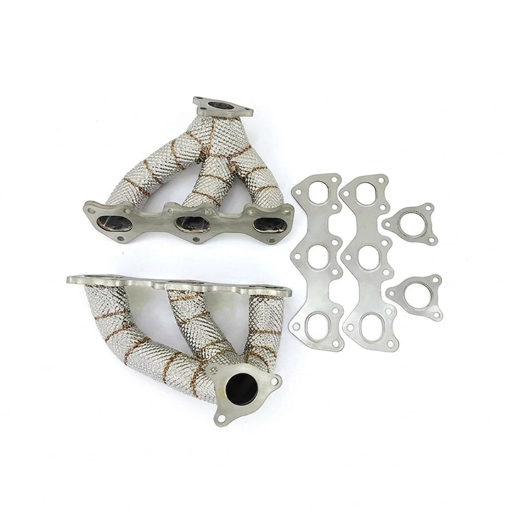Porsche 911 991.2 3.0T stainless steel exhaust manifolds with integrated heat shields