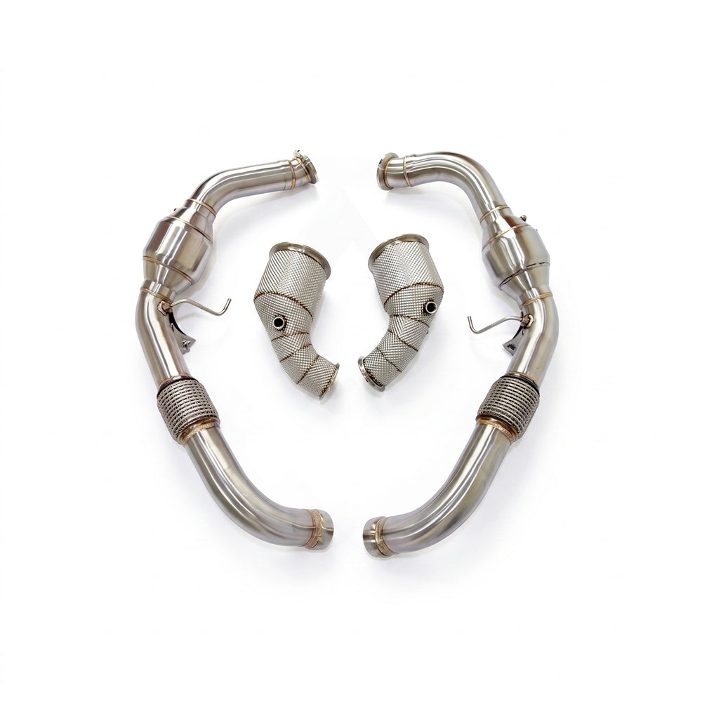 Complete 200-cell catted downpipe and midpipe set for Porsche Panamera 971 2.9T