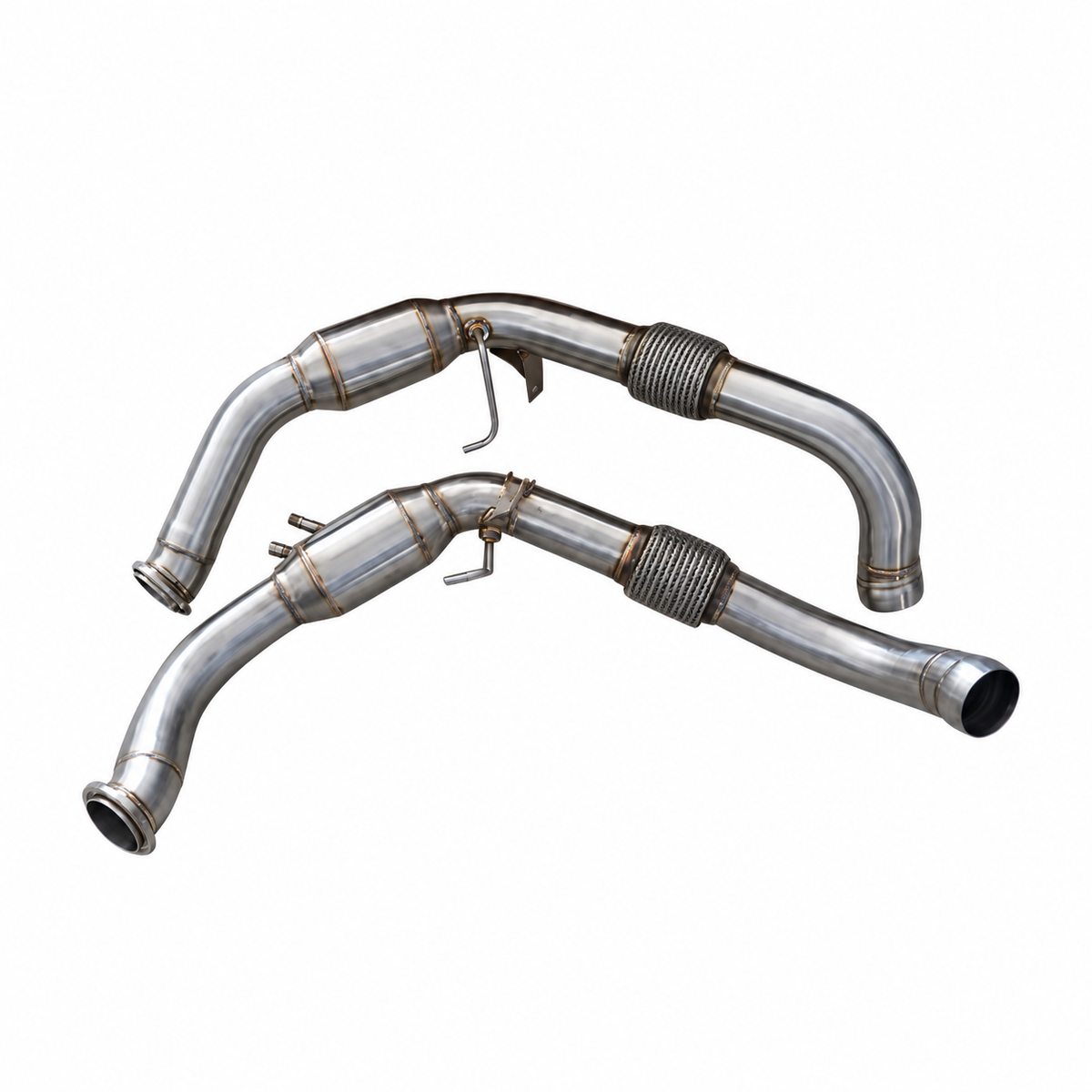 High-flow catless downpipe pair for Porsche Panamera 971 2.9L twin-turbo V6