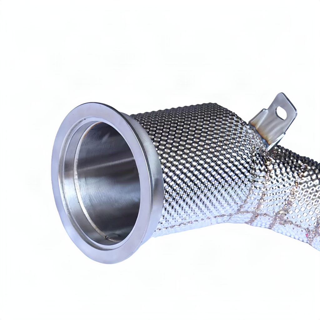 Porsche Panamera 971 2.9T OPF catless downpipe inlet close-up