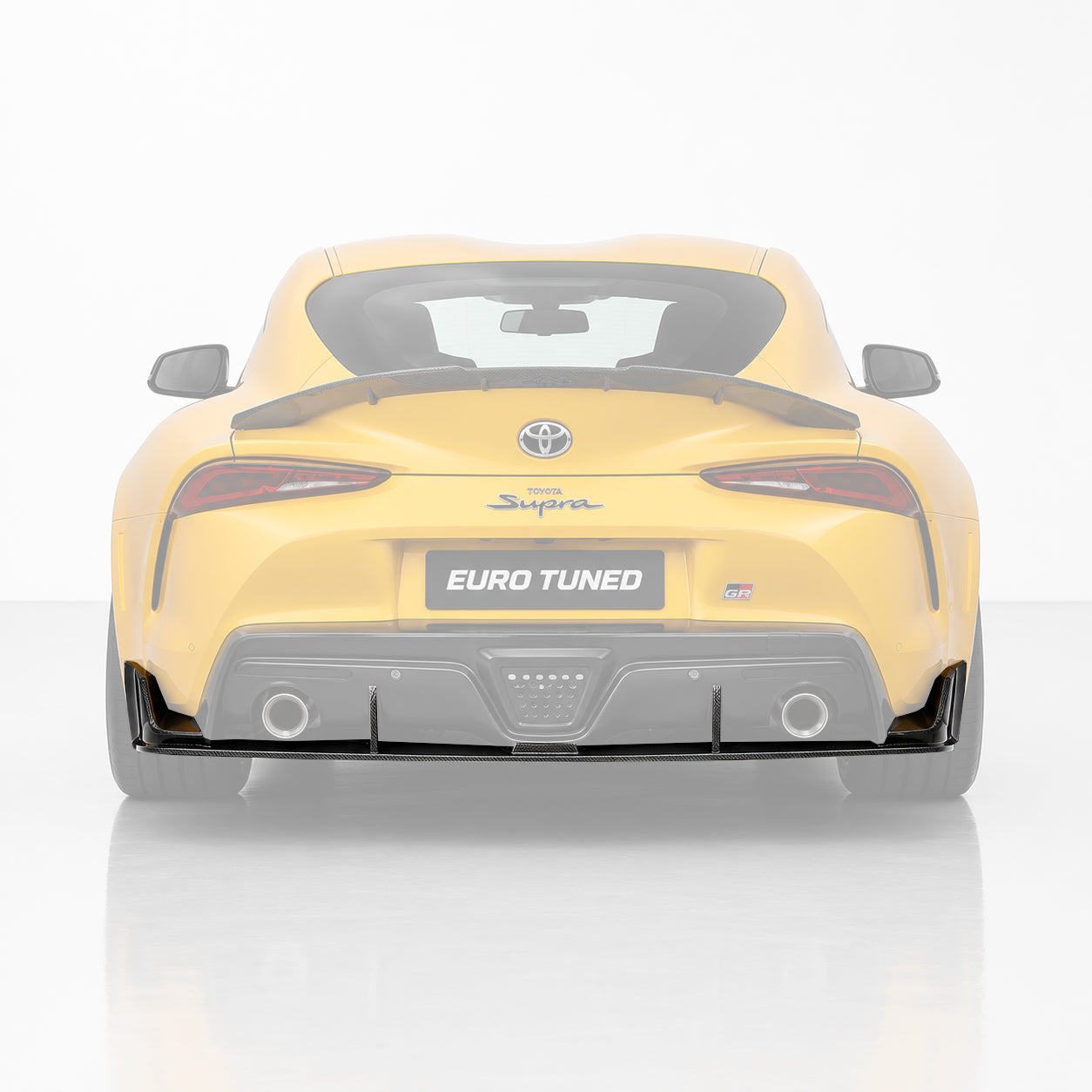 Gloss carbon fiber rear diffuser lip on Toyota GR Supra A90 J29 MK5