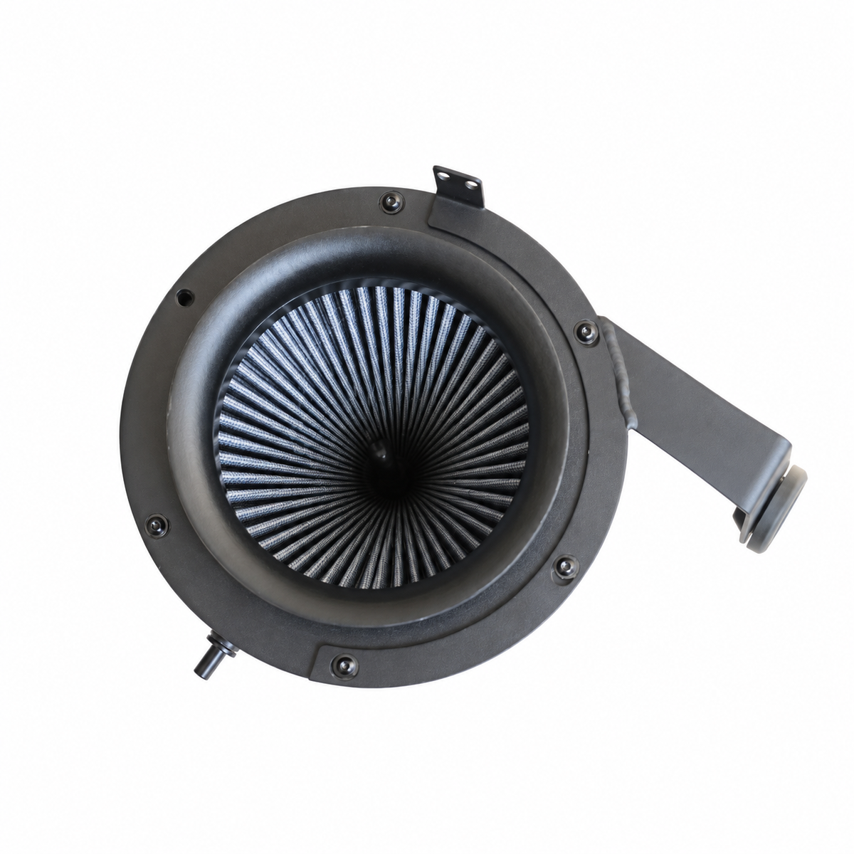 VW Golf GTI MK8 matte carbon fiber intake airbox with integrated high-flow air filter detail
