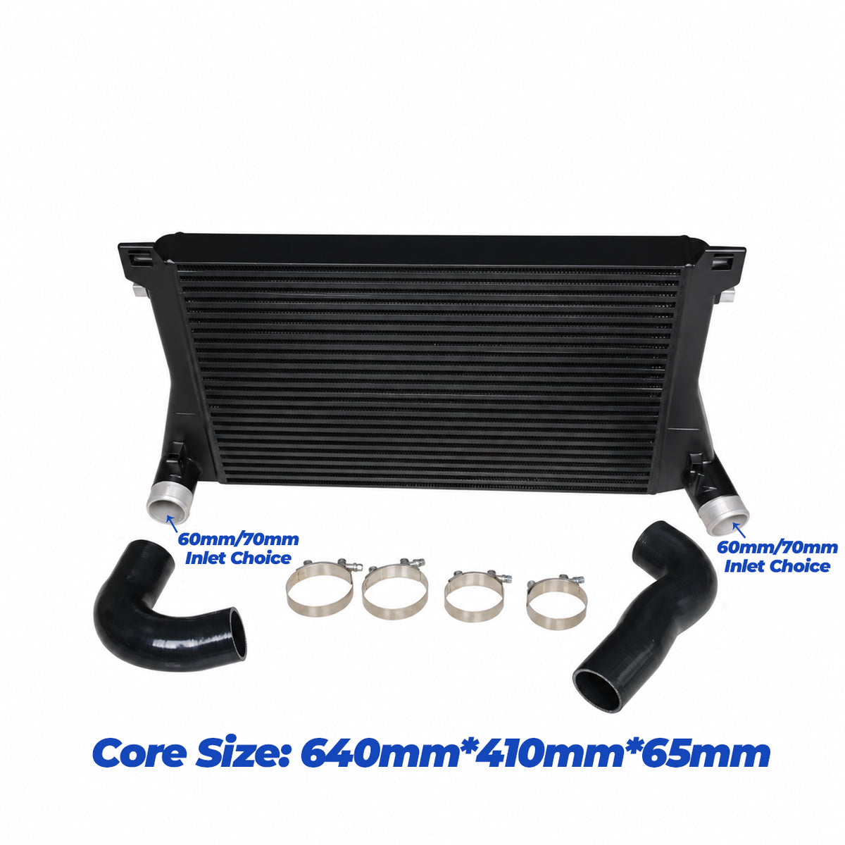 VW Golf GTI R MK7 Audi A3 S3 8V SEAT Leon 5F performance intercooler with 60mm or 70mm connections and charge hoses